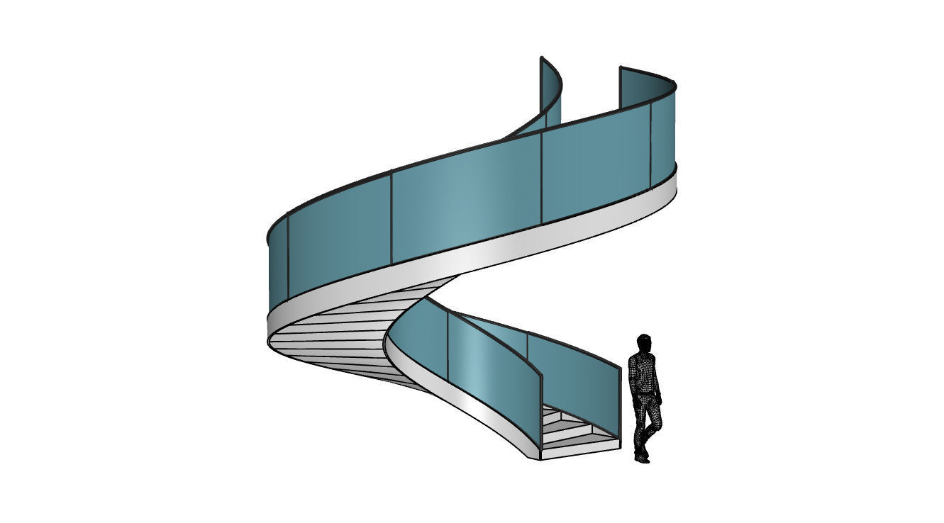 Spiral Staircase with Railing Architectural Details  3D model_67