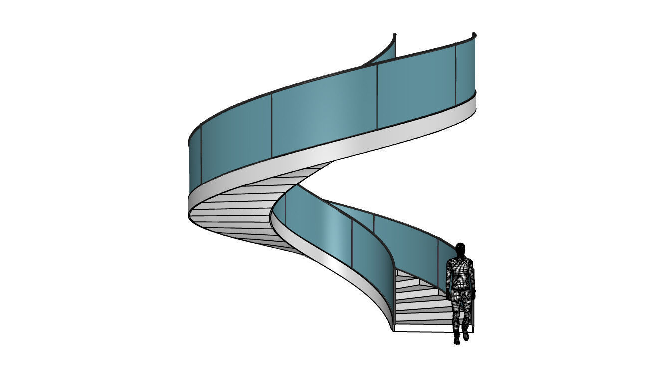 Spiral Staircase with Railing Architectural Details  3D model_75
