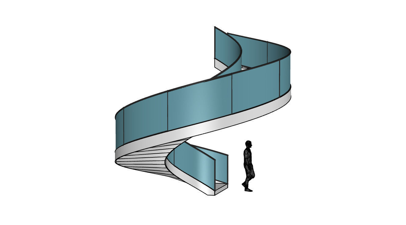 Spiral Staircase with Railing Architectural Details  3D model_59