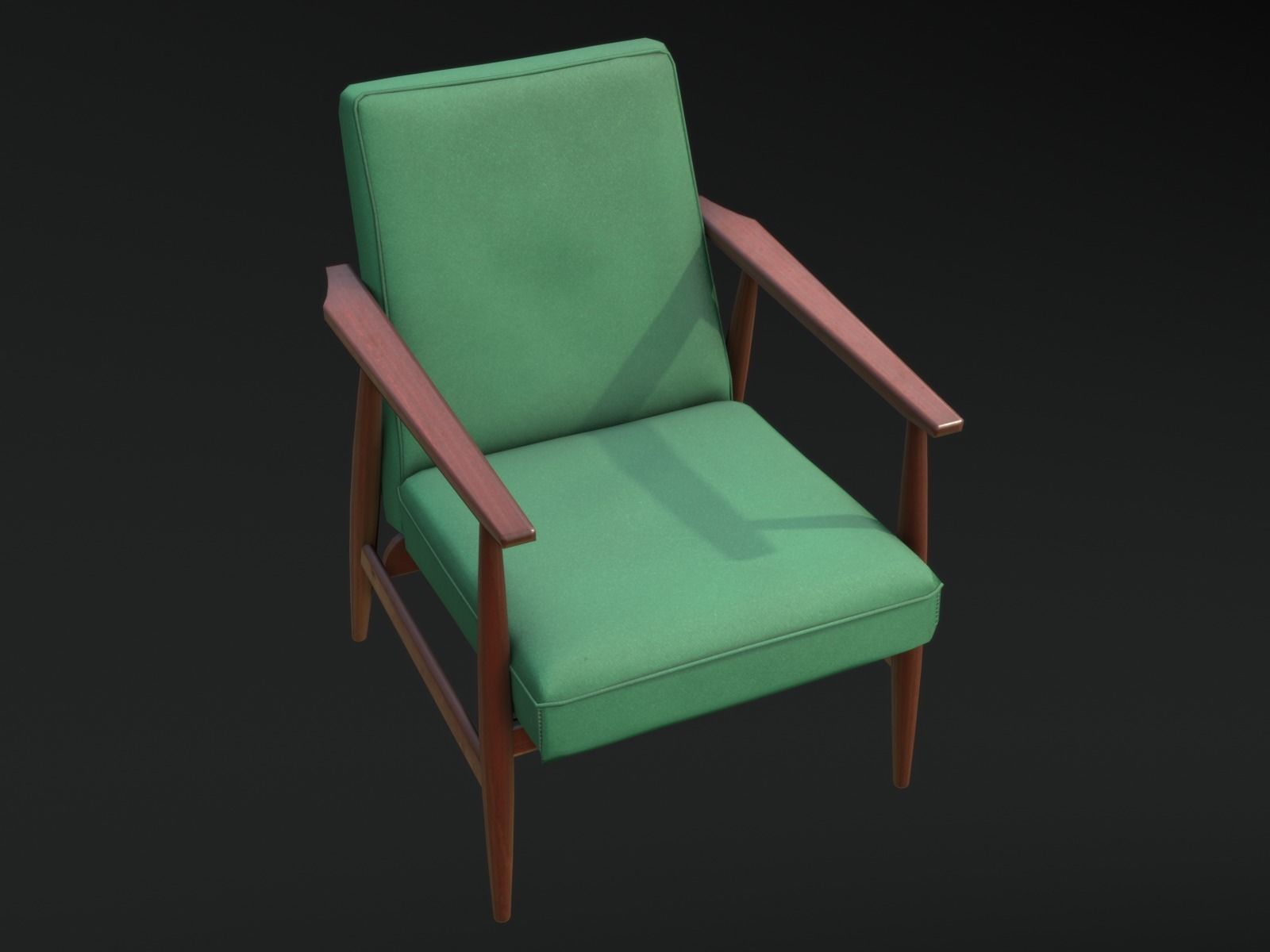 Soviet Armchair Lisek Green Low-poly 3D model_3