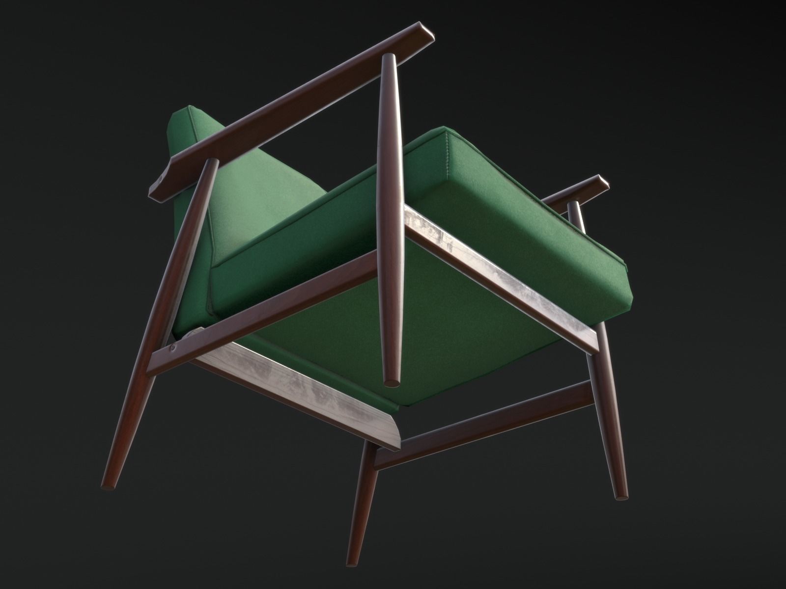 Soviet Armchair Lisek Green Low-poly 3D model_9