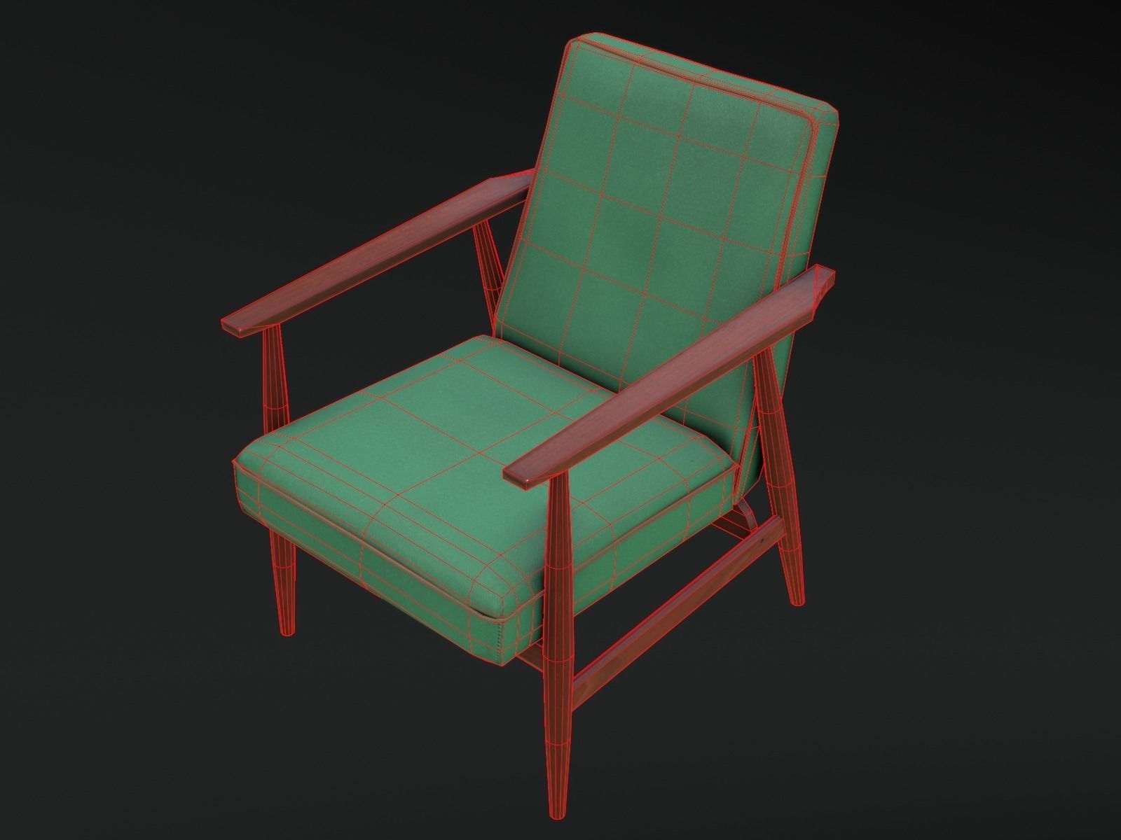 Soviet Armchair Lisek Green Low-poly 3D model_15