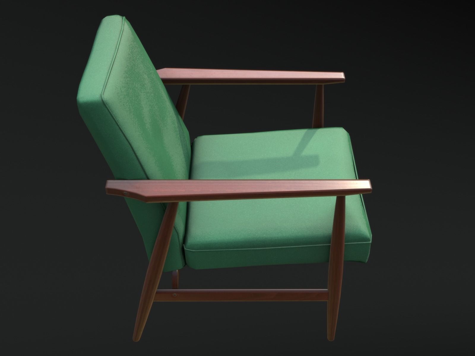 Soviet Armchair Lisek Green Low-poly 3D model_7