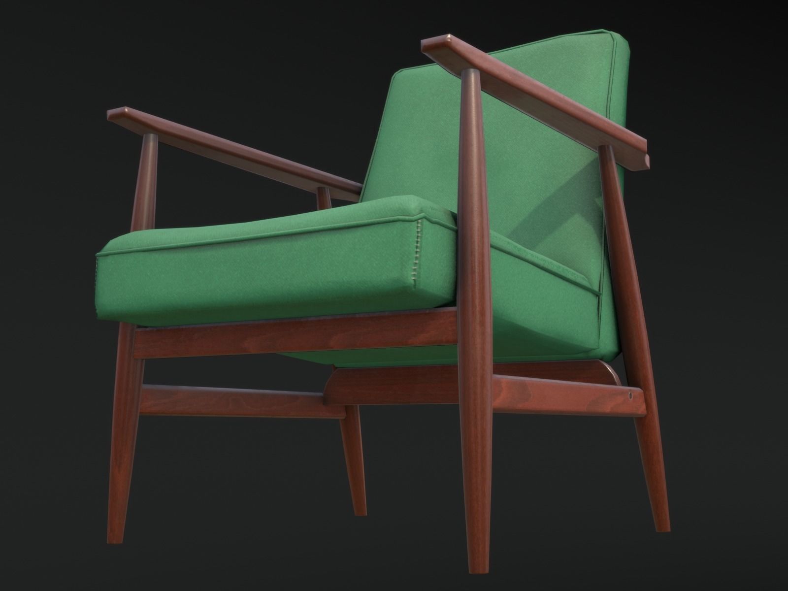 Soviet Armchair Lisek Green Low-poly 3D model_6