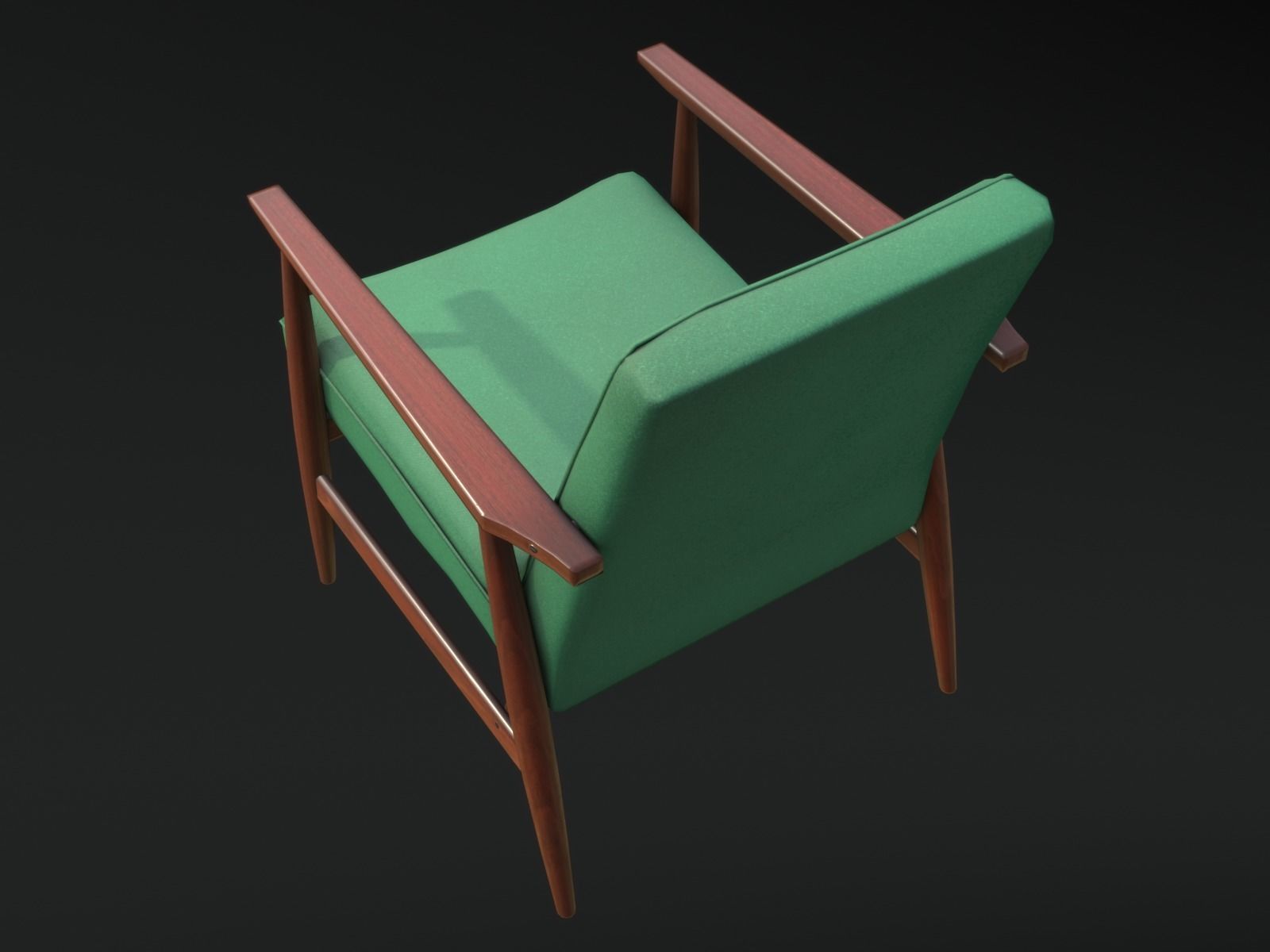 Soviet Armchair Lisek Green Low-poly 3D model_8