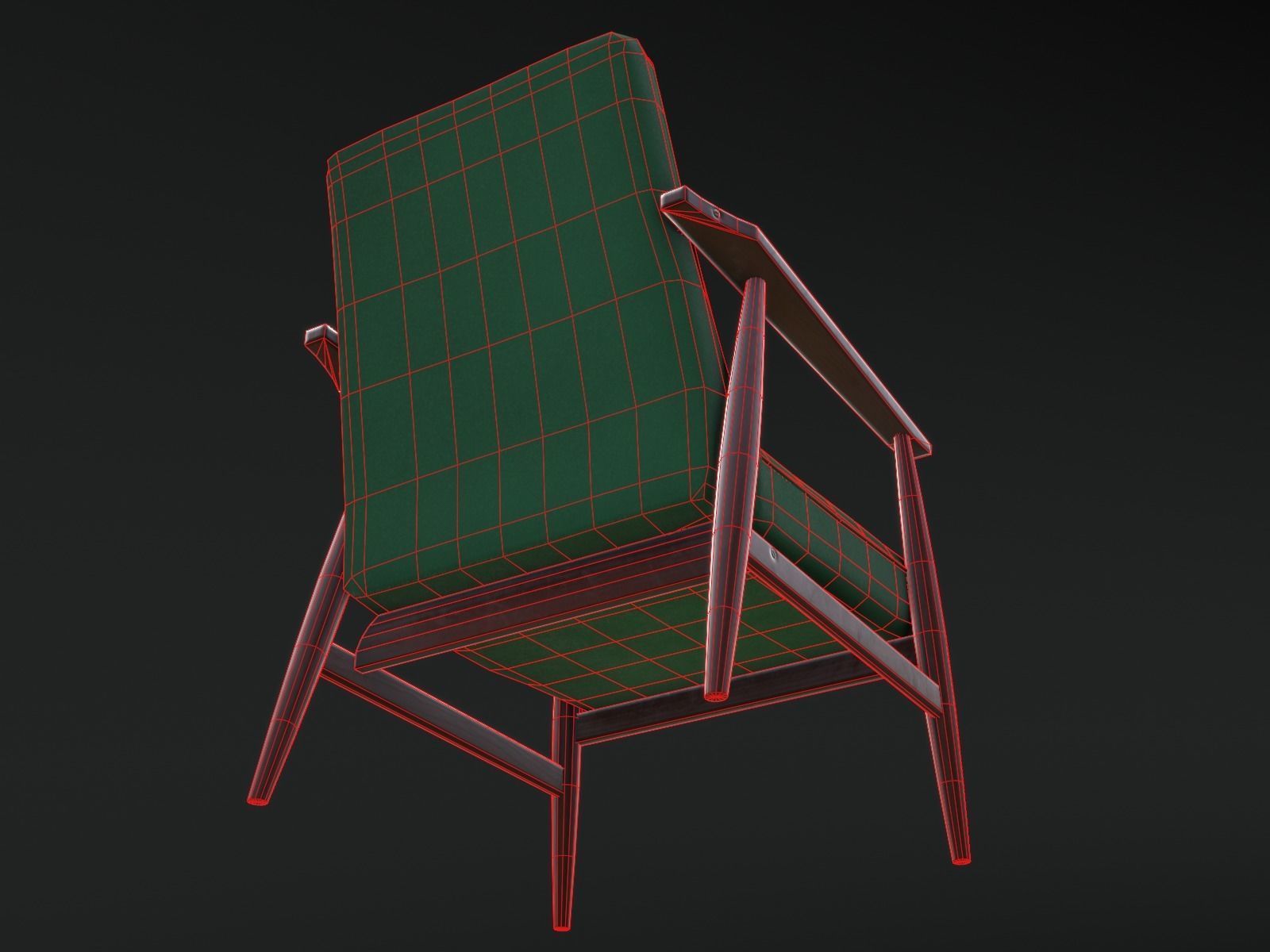 Soviet Armchair Lisek Green Low-poly 3D model_11