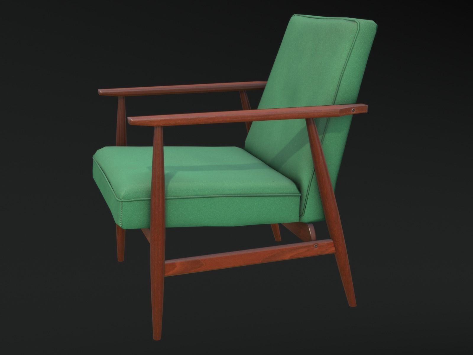 Soviet Armchair Lisek Green Low-poly 3D model_2