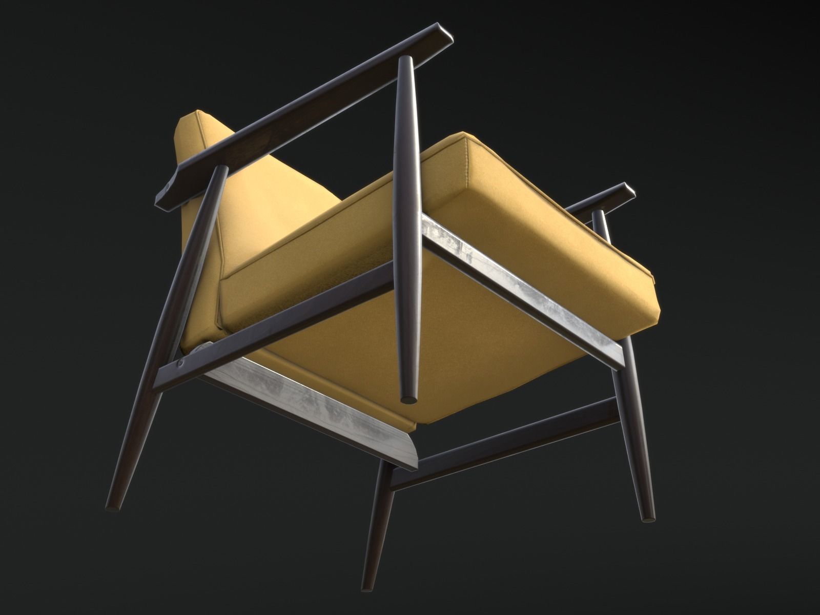 Soviet Armchair Lisek Yellow Low-poly 3D model_9