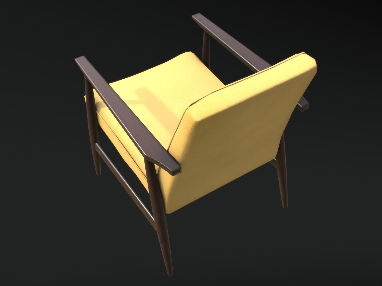 Soviet Armchair Lisek Yellow Low-poly 3D model_8