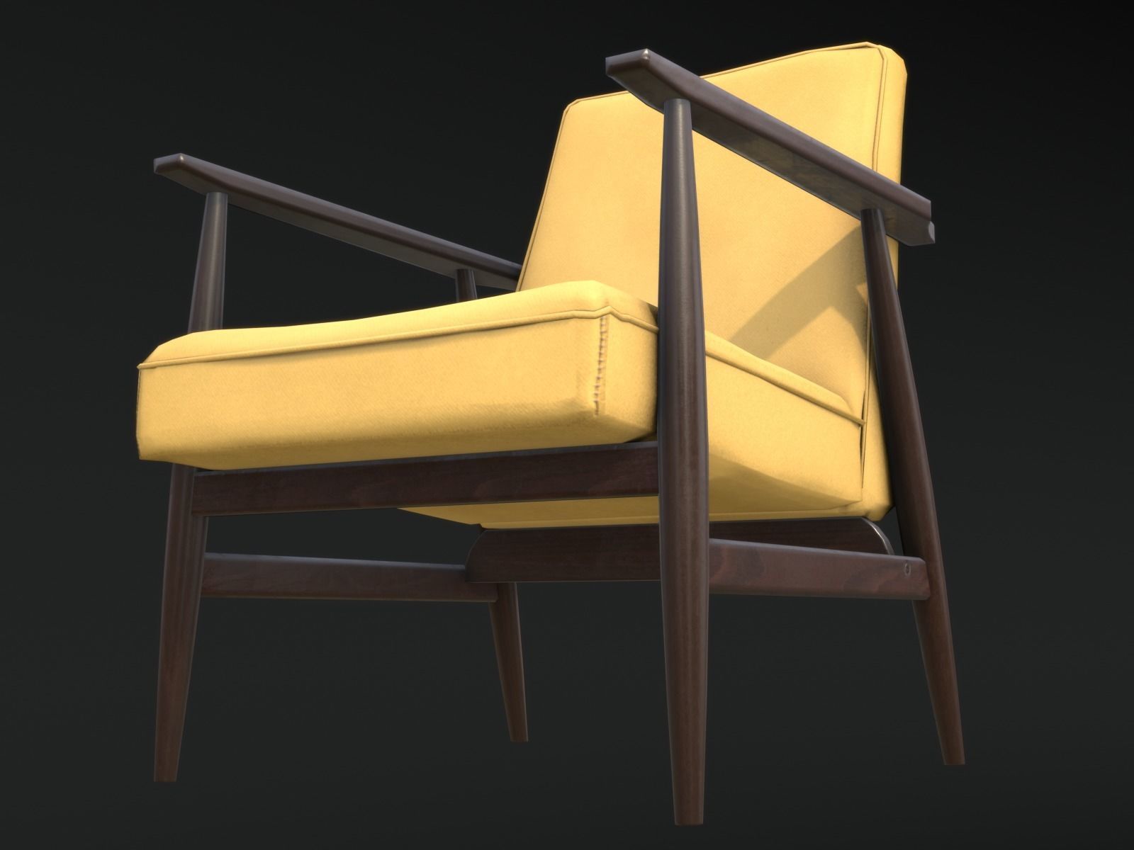 Soviet Armchair Lisek Yellow Low-poly 3D model_6