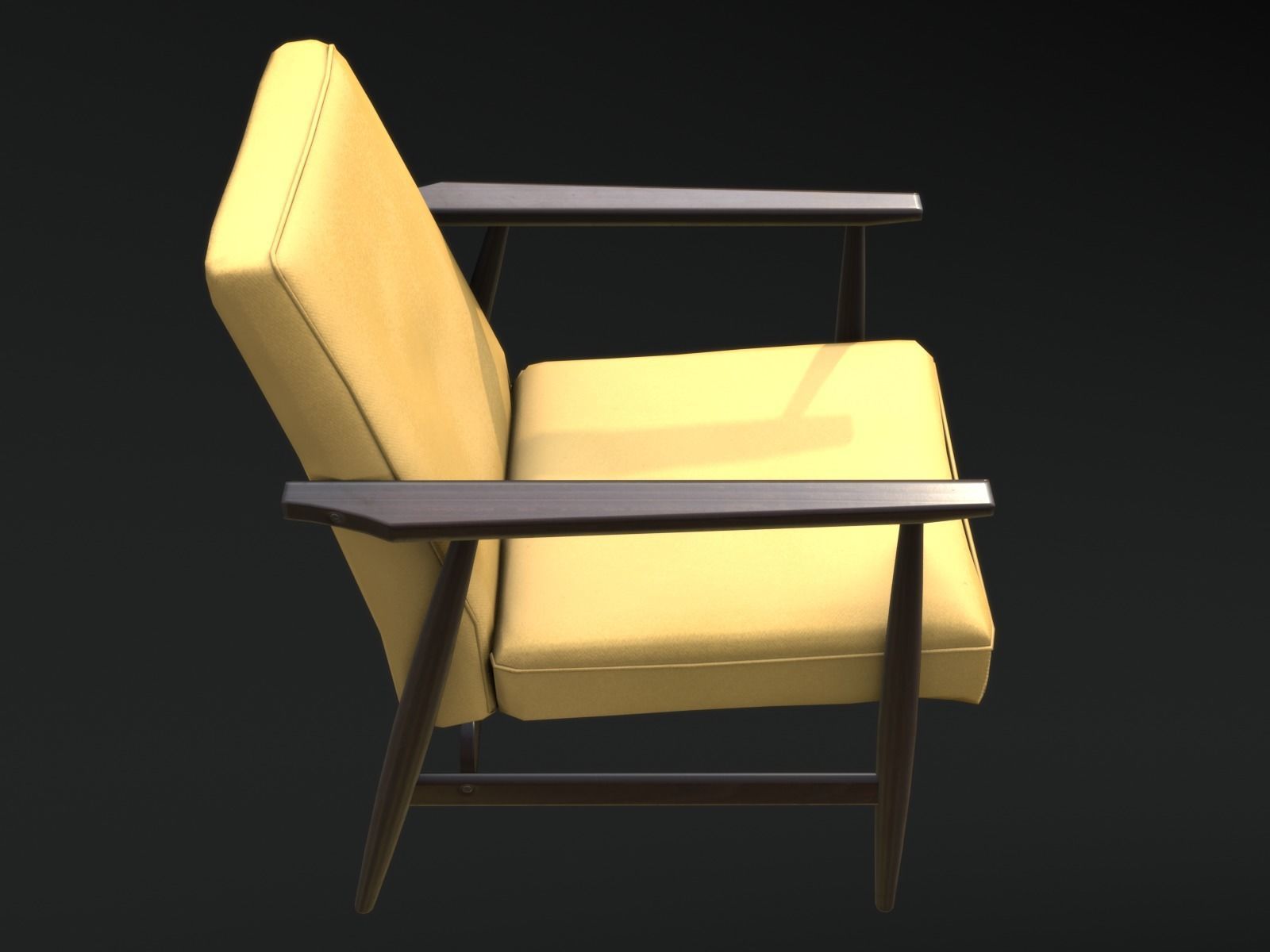 Soviet Armchair Lisek Yellow Low-poly 3D model_7