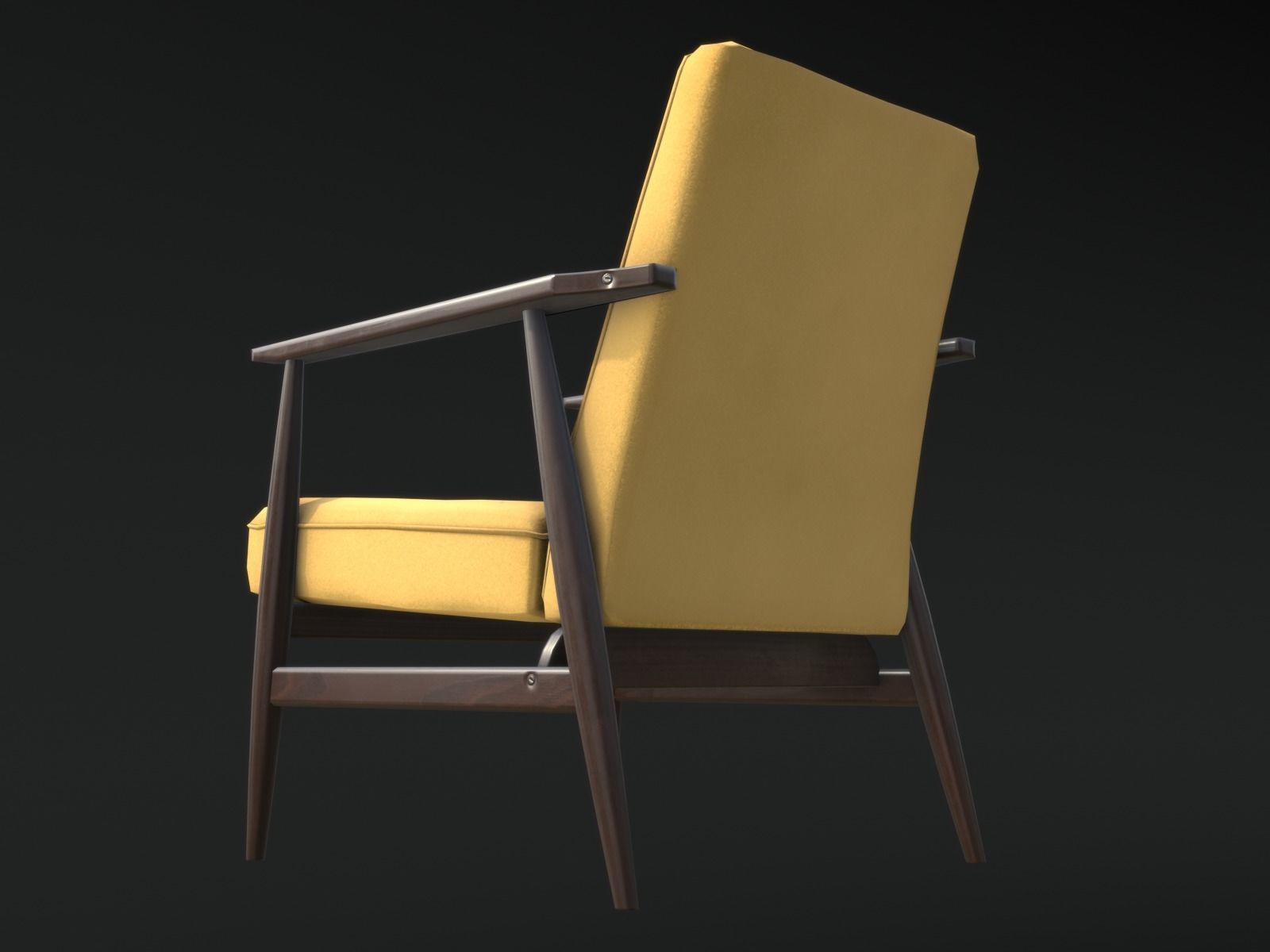 Soviet Armchair Lisek Yellow Low-poly 3D model_5