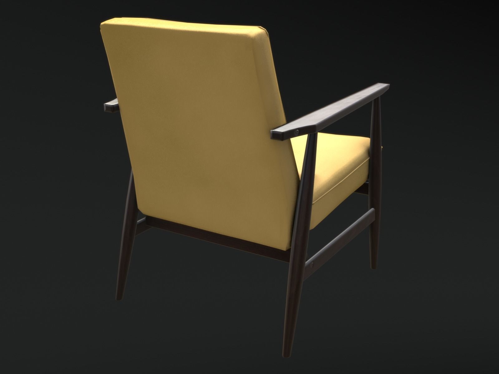 Soviet Armchair Lisek Yellow Low-poly 3D model_4