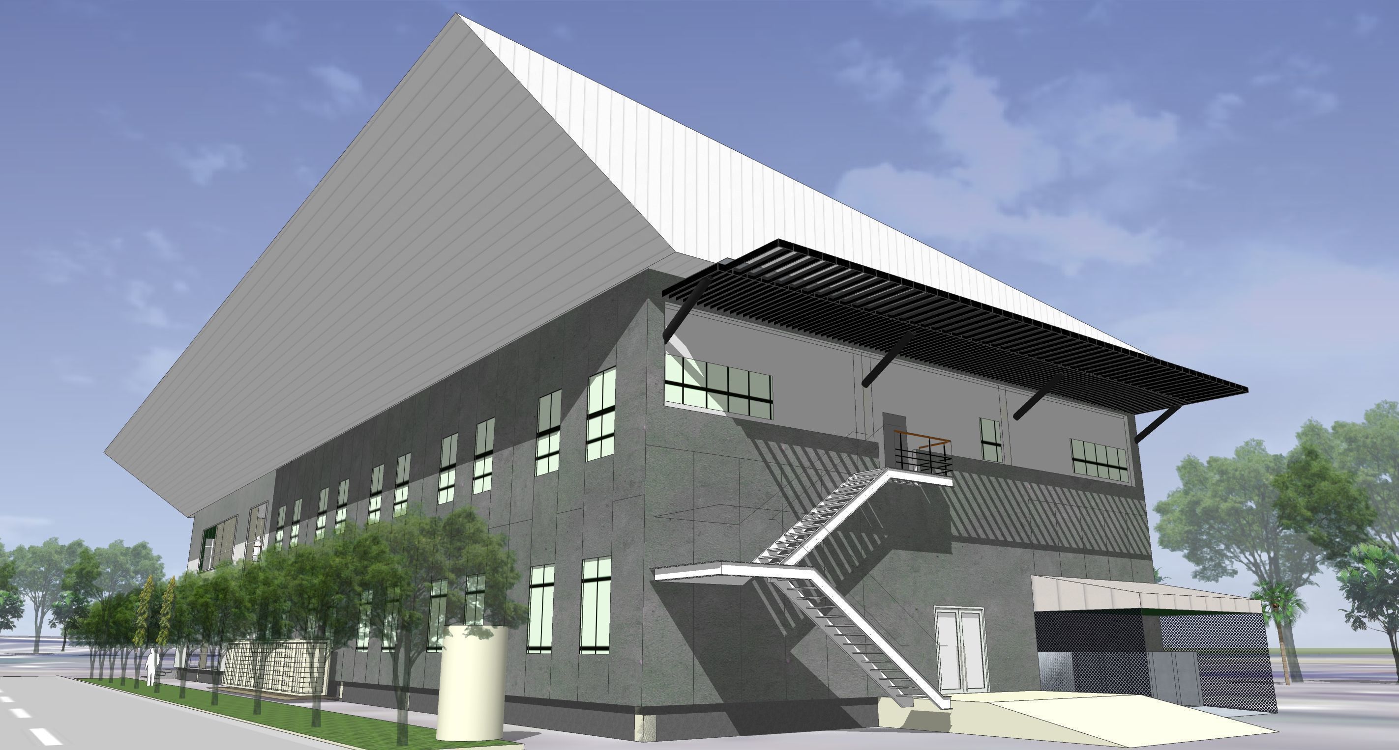 Laboratory building with precast wall 3D model_4