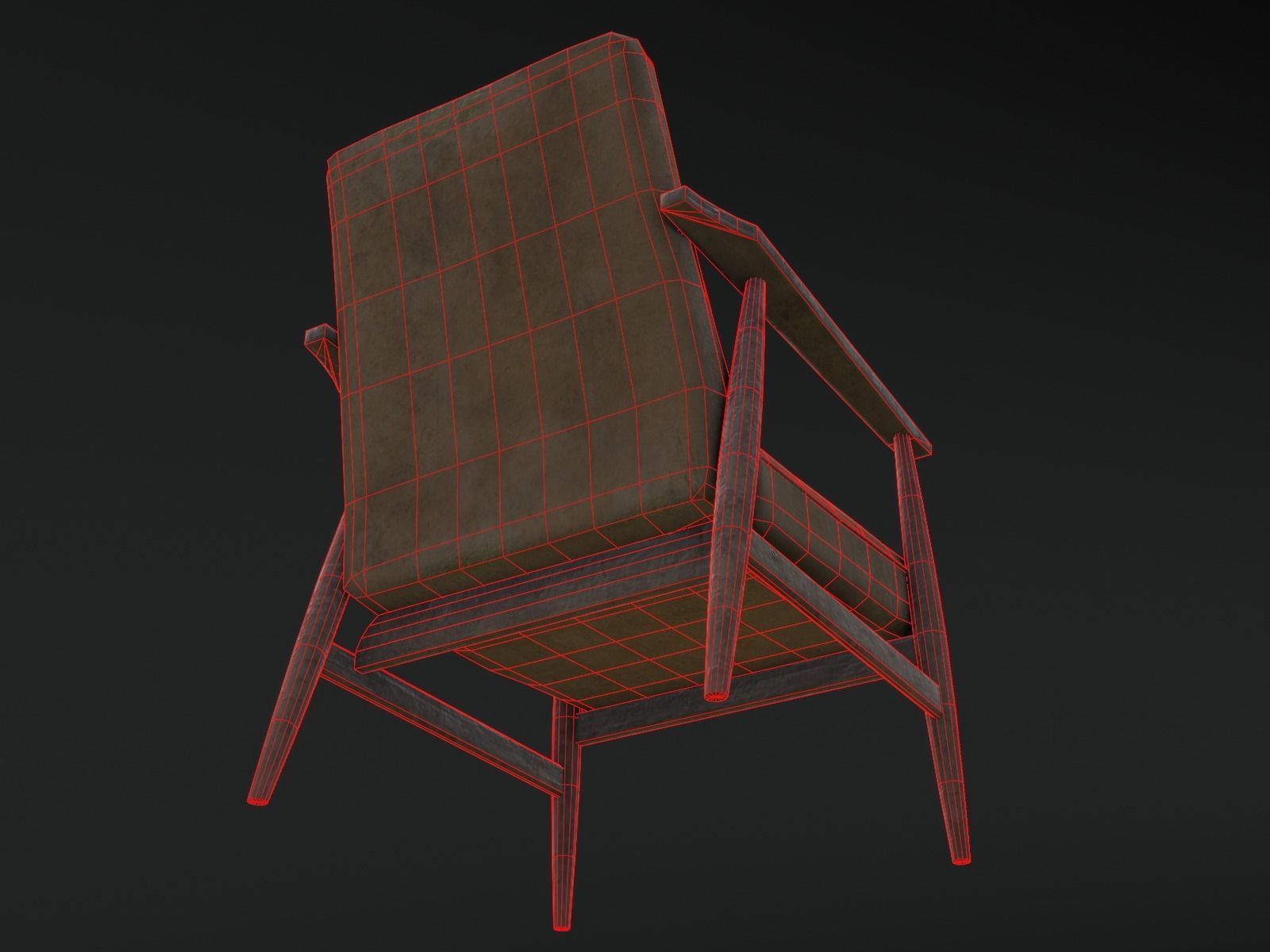 Soviet Armchair Lisek Damaged Low-poly 3D model_11