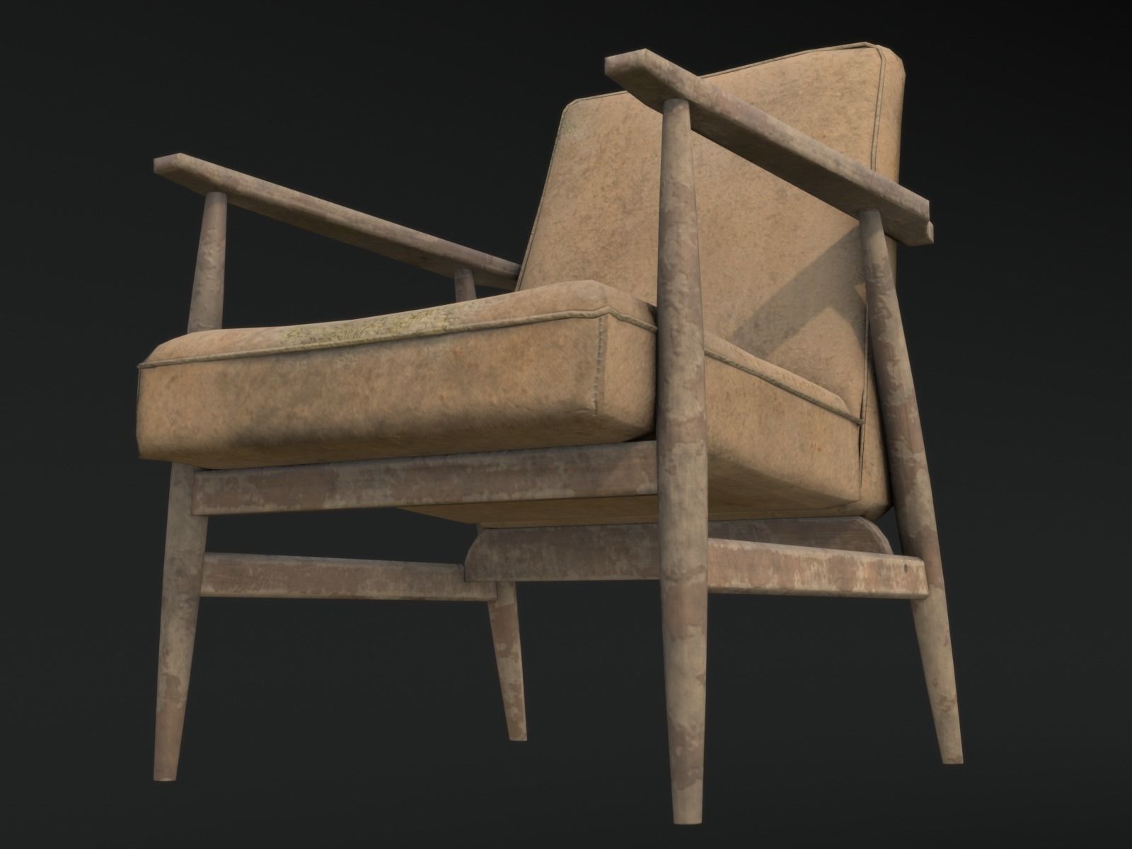 Soviet Armchair Lisek Damaged Low-poly 3D model_6
