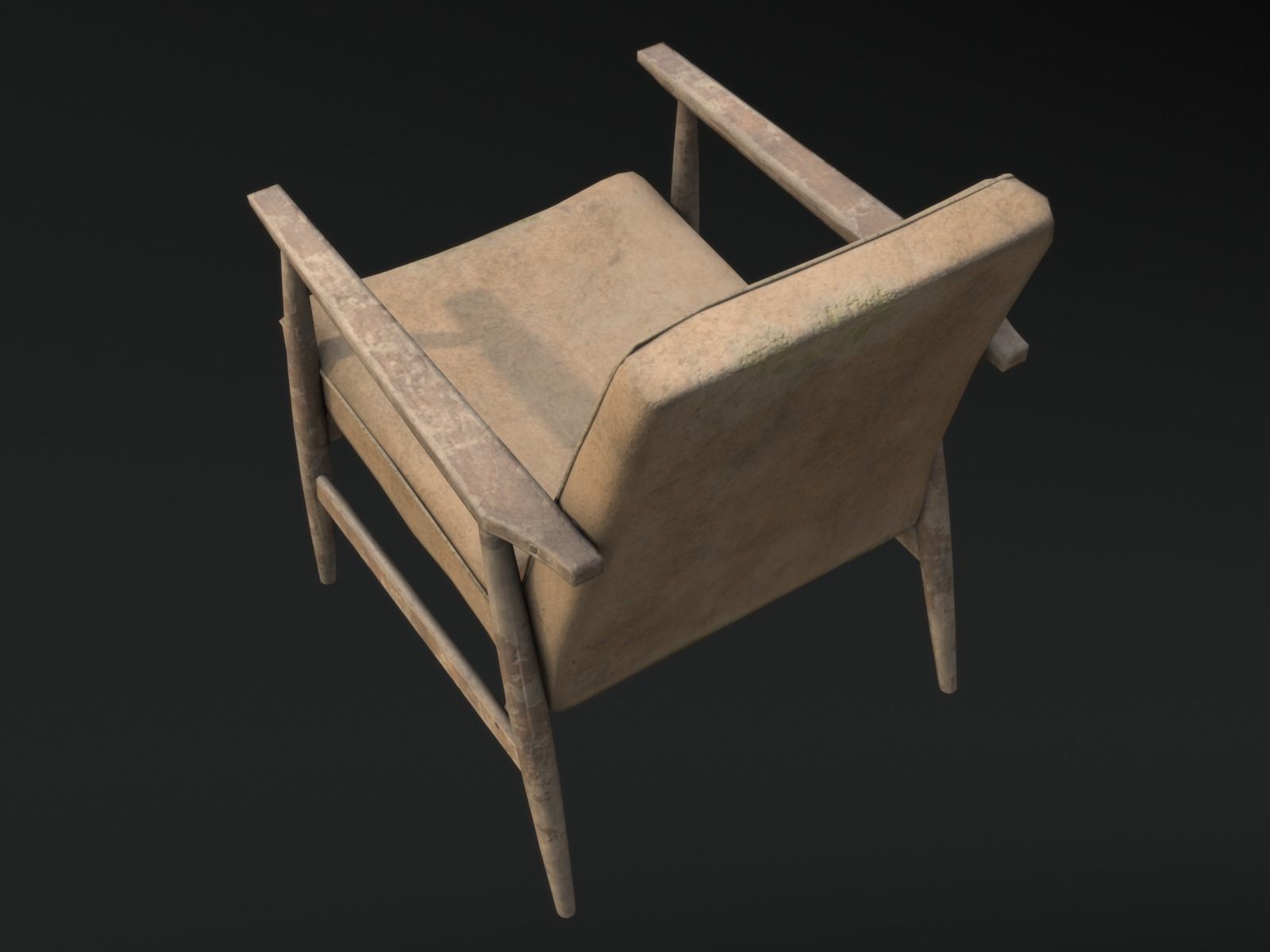 Soviet Armchair Lisek Damaged Low-poly 3D model_8