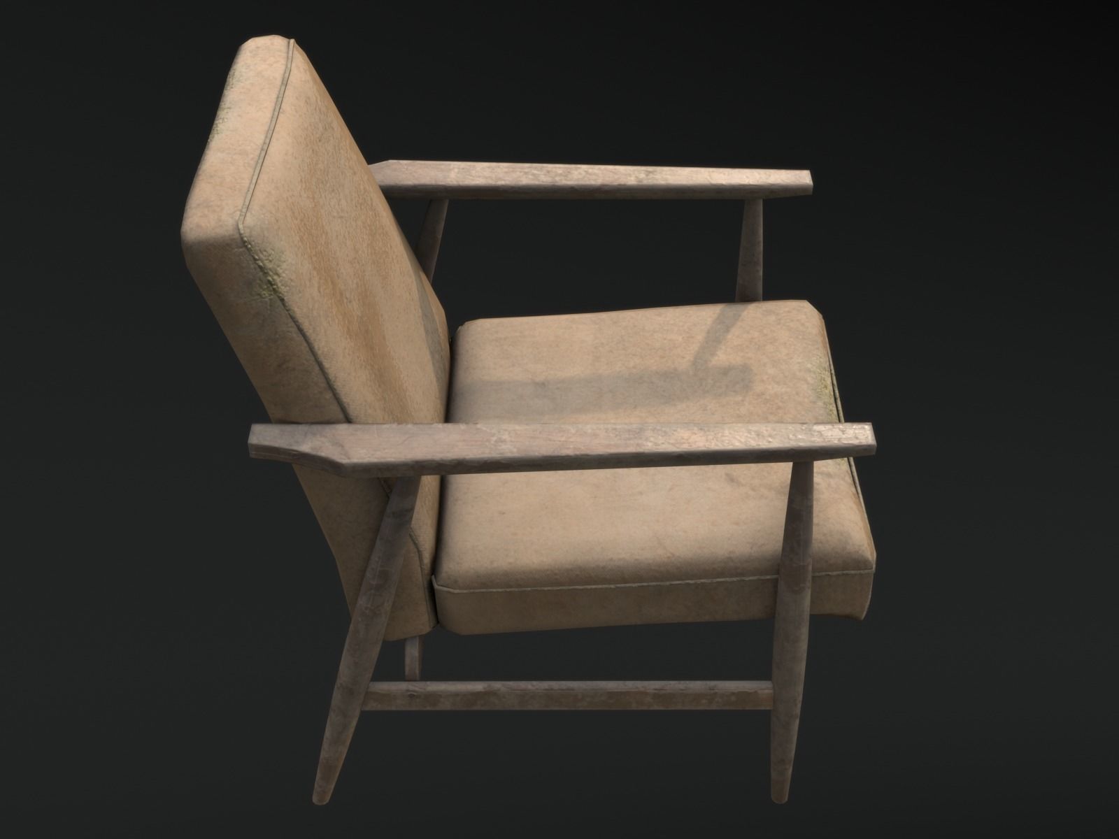 Soviet Armchair Lisek Damaged Low-poly 3D model_7