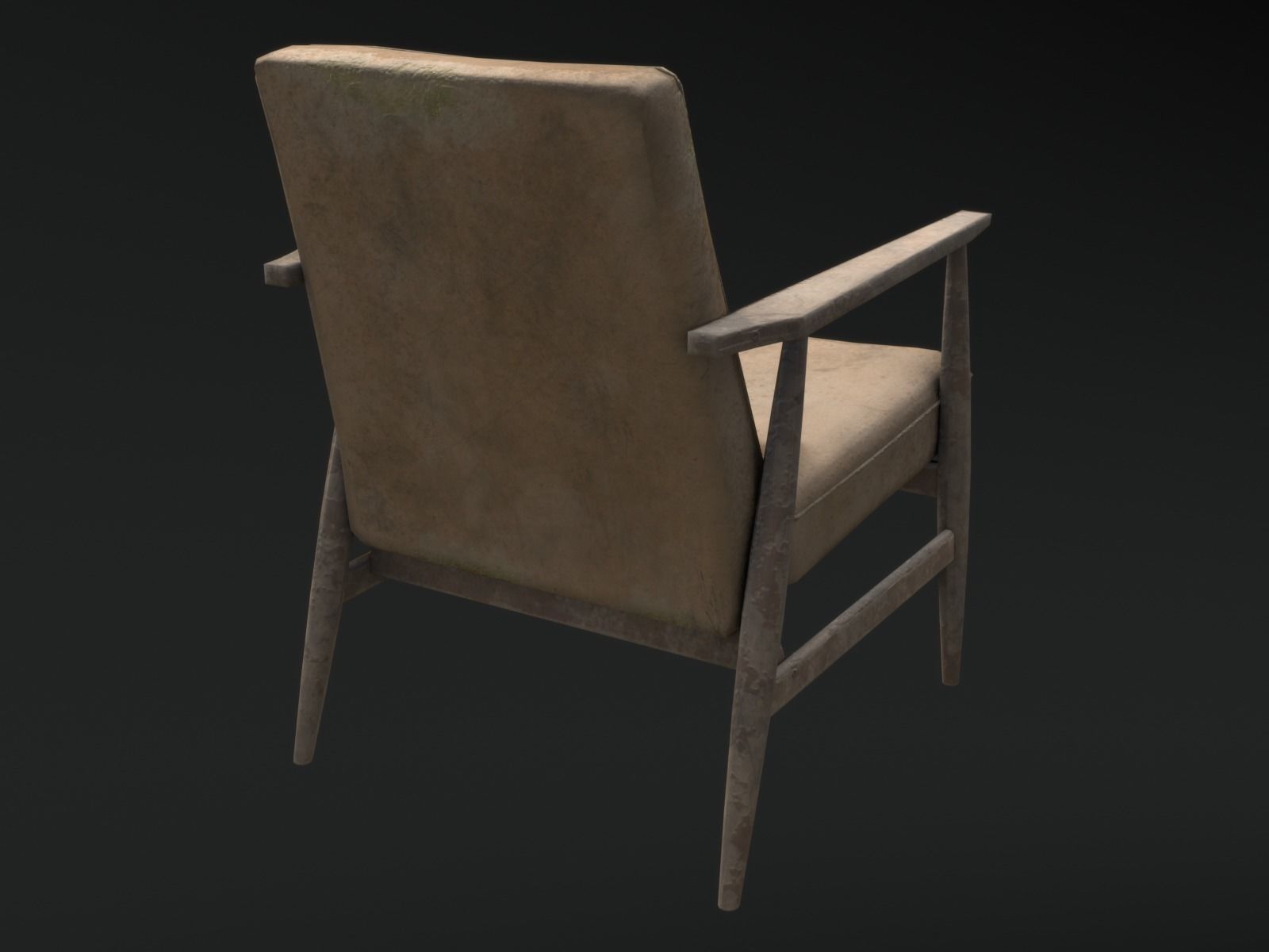 Soviet Armchair Lisek Damaged Low-poly 3D model_4