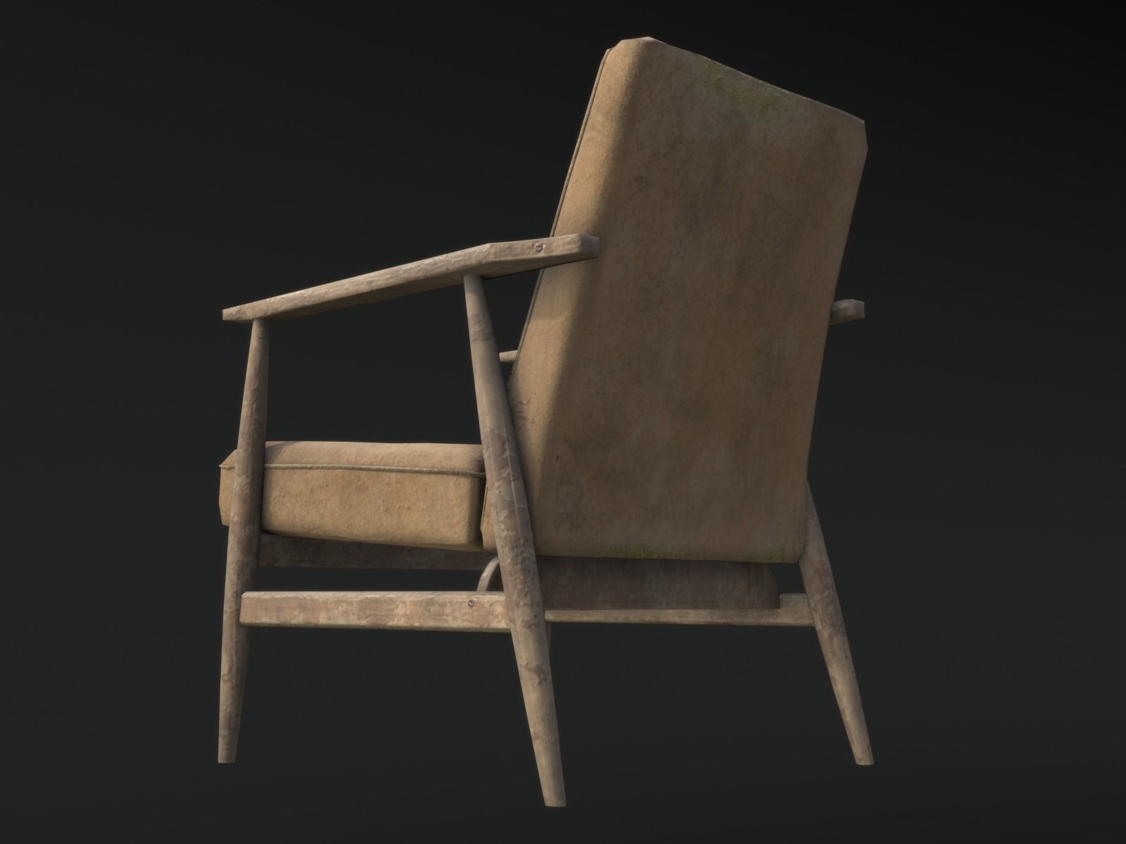 Soviet Armchair Lisek Damaged Low-poly 3D model_5