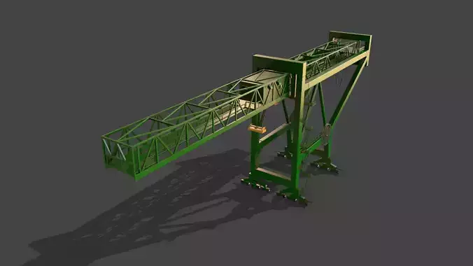 PBR Port Container Crane - Green  Low-poly 3D model
