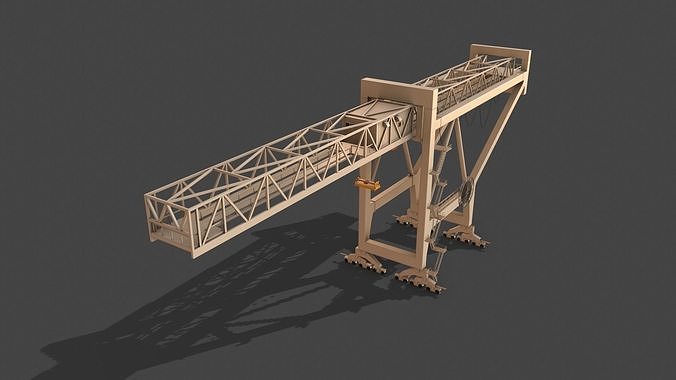 PBR Port Container Crane - White Low-poly 3D model