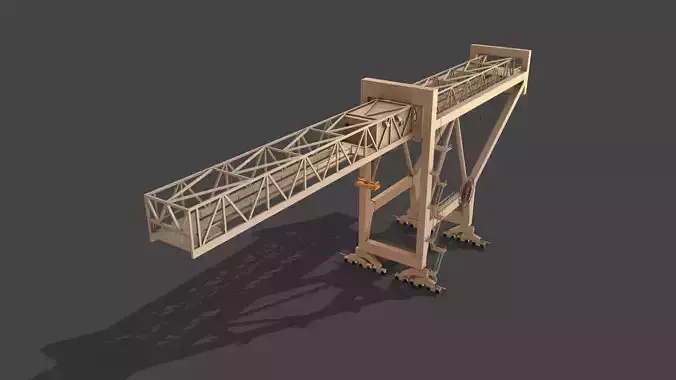 PBR Port Container Crane - White Low-poly 3D model