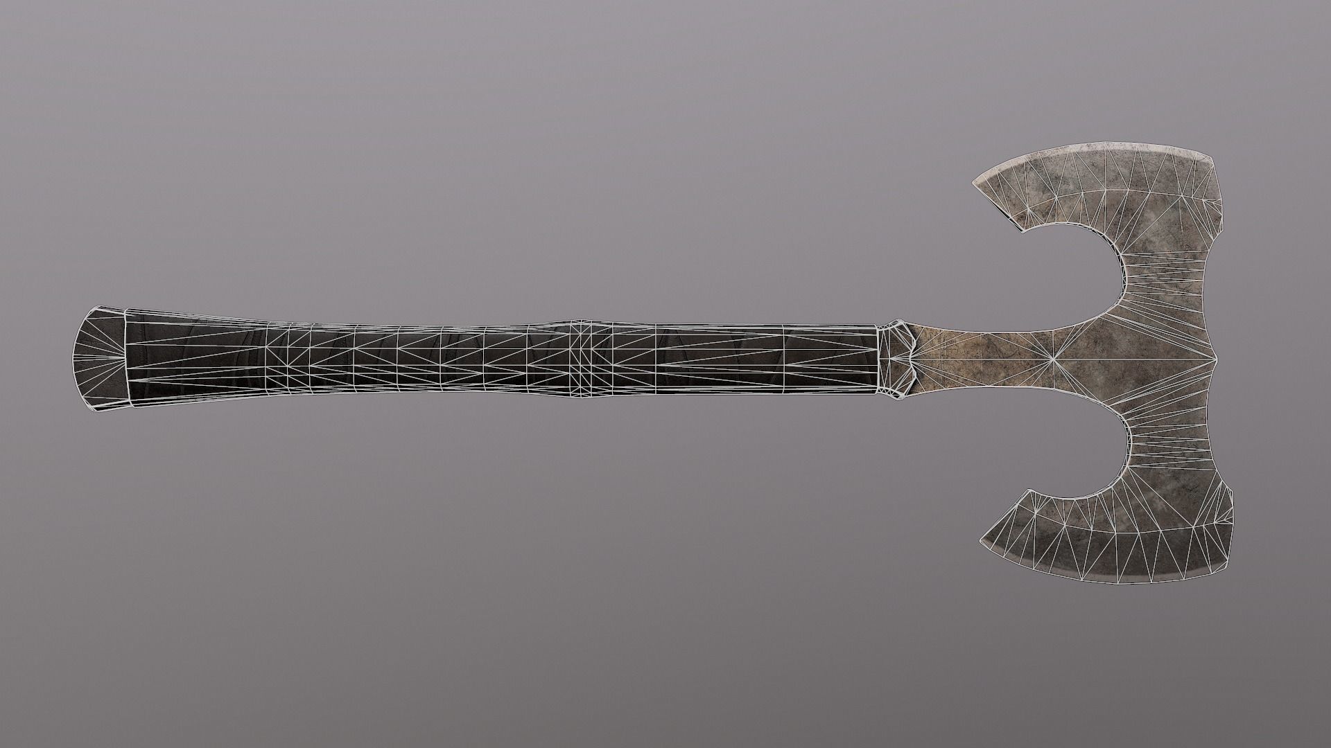 Post-Apocalyptic Battle Axe Low-poly 3D model_1