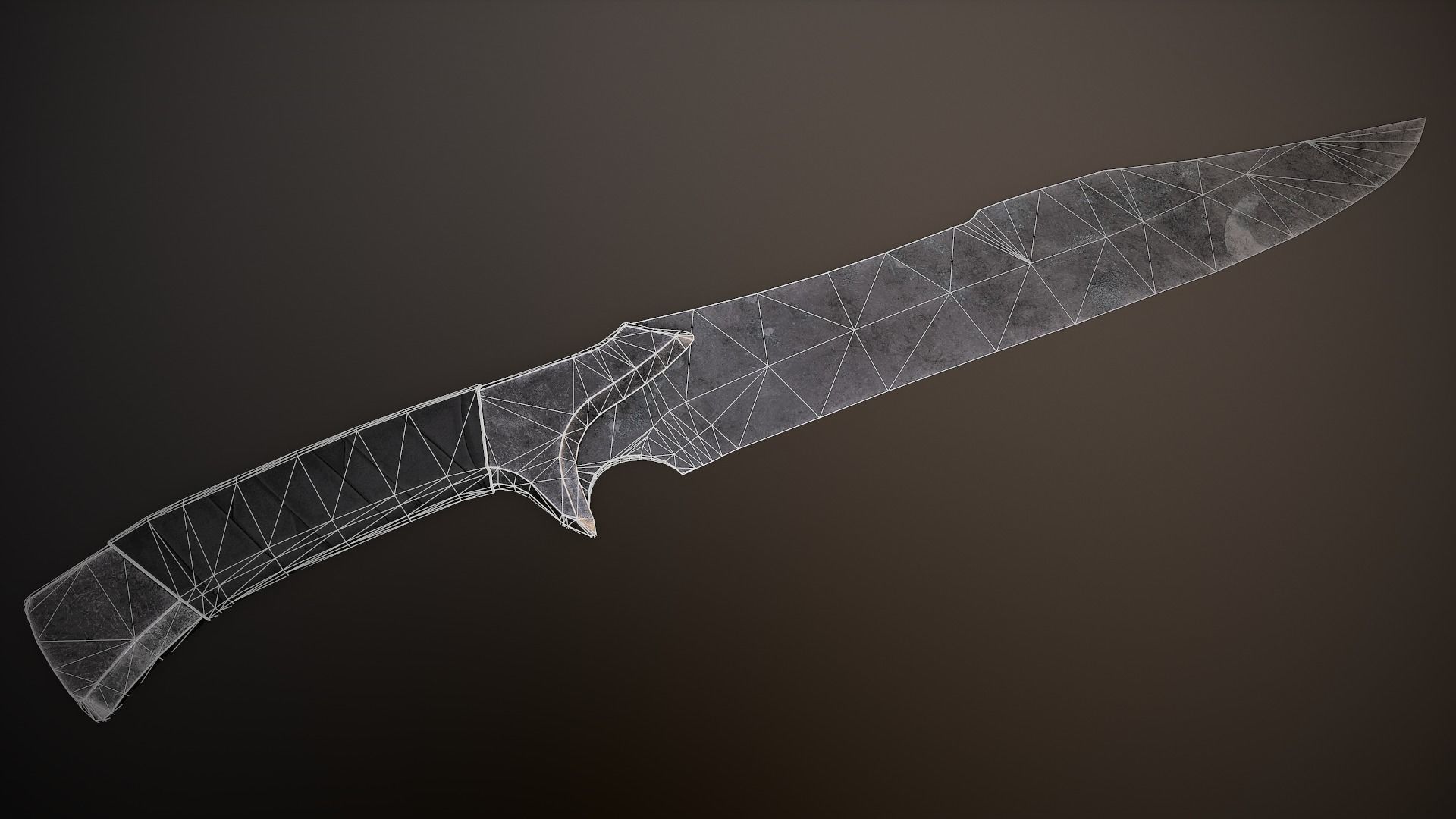 Post-Apocalyptic Bowie Knife Low-poly 3D model_1