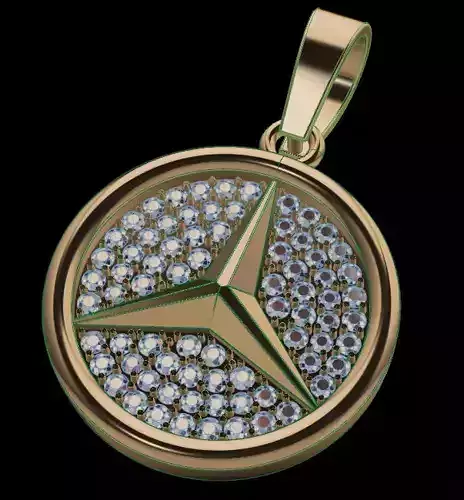 Classic Mercedes Pendant Cluster Diamonds