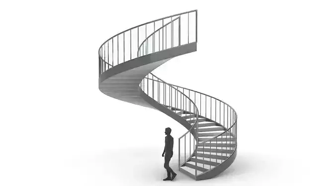 Spiral Staircase with Railing Architectural Detail