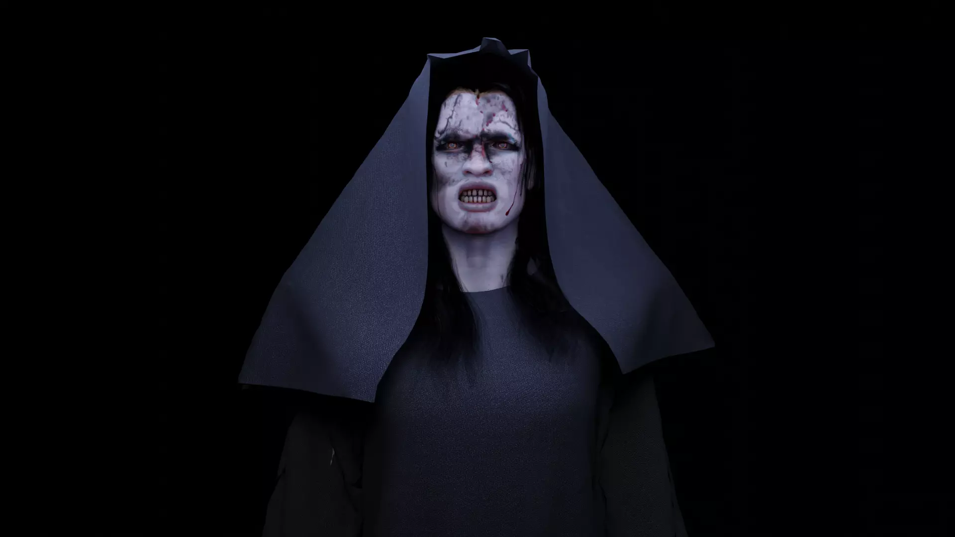 Nun 3d Rigged character 3D model_0