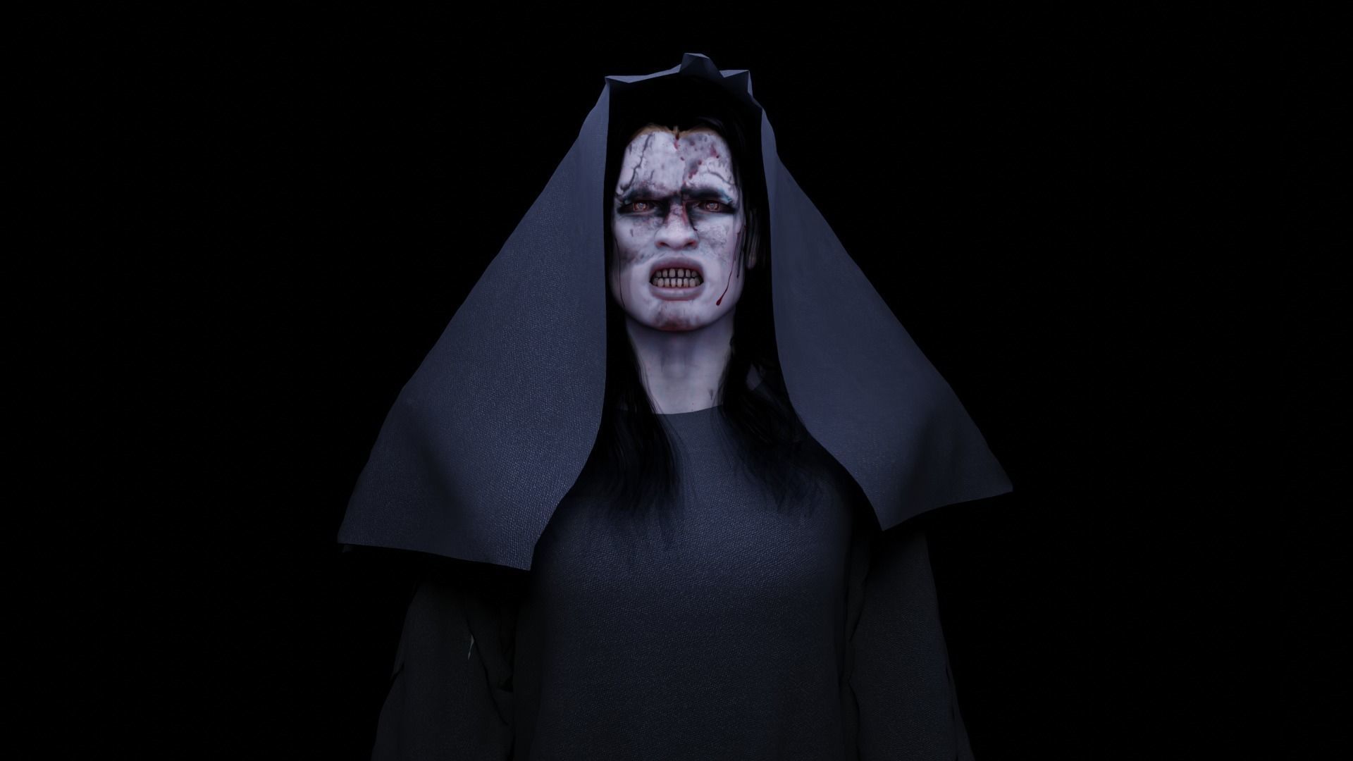 Nun 3d Rigged character 3D model_4