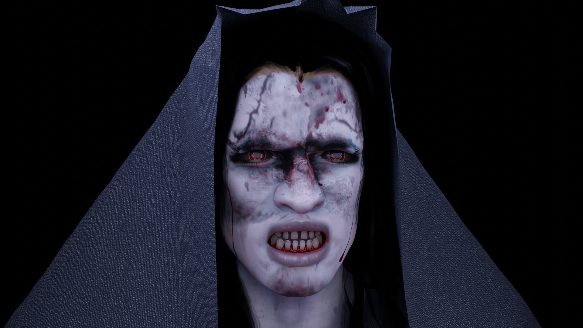 Nun 3d Rigged character 3D model_3