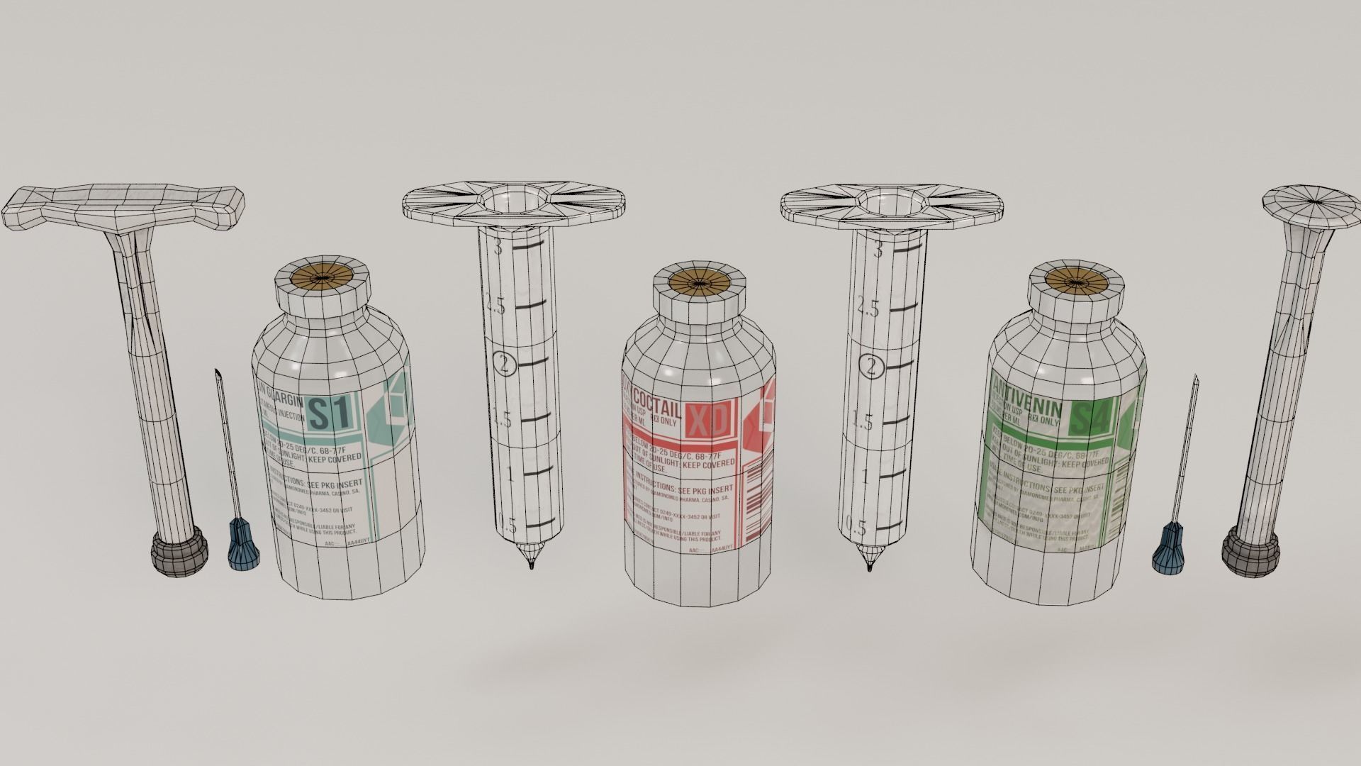 Syringes and Vials Low-poly 3D model_2