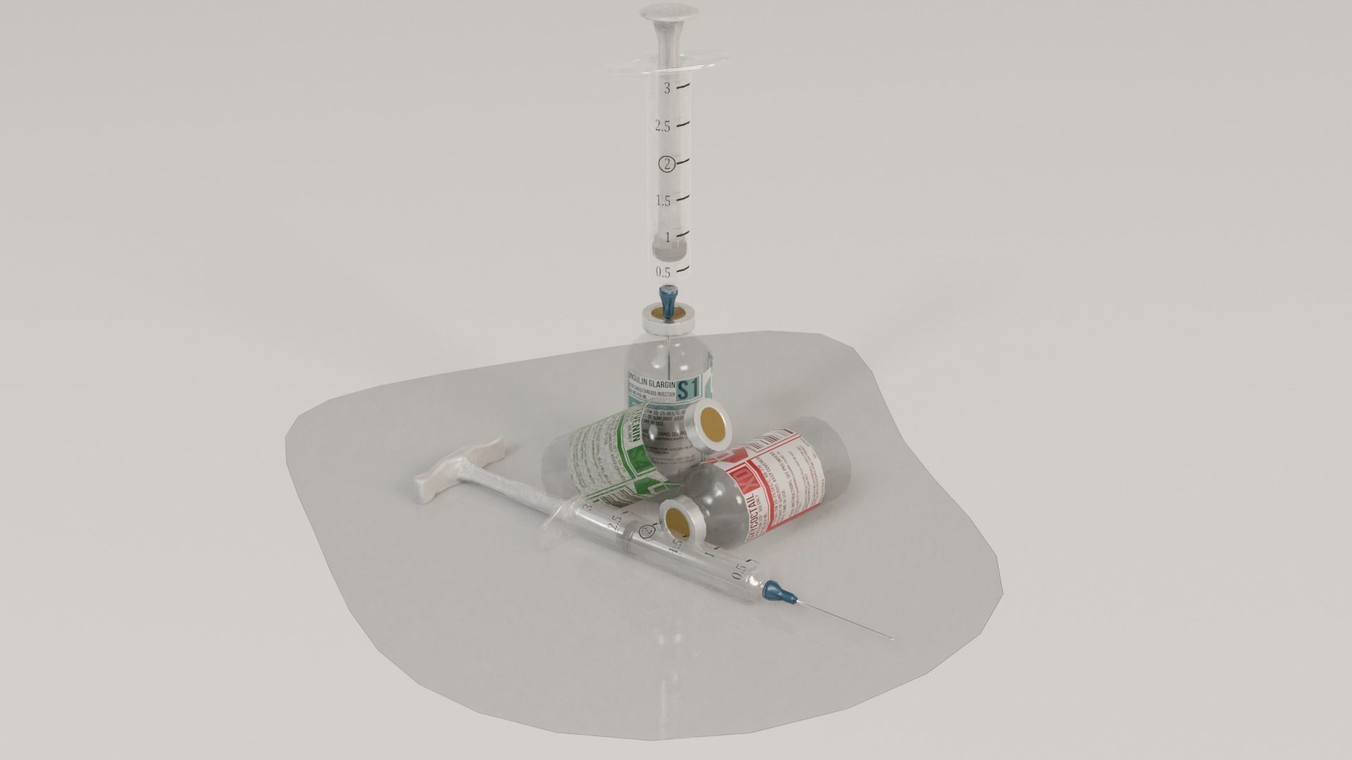 Syringes and Vials Low-poly 3D model_3