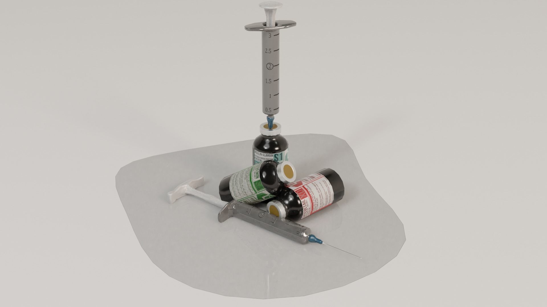 Syringes and Vials Low-poly 3D model_4