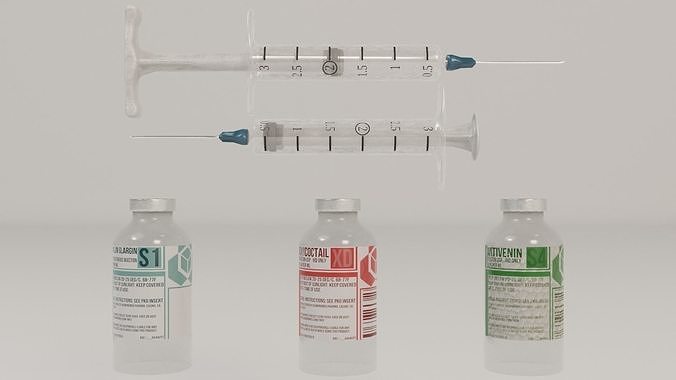 Syringes and Vials Low-poly 3D model