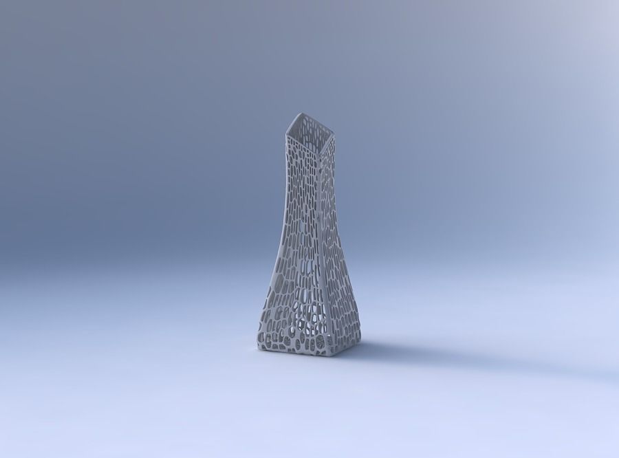 Vase squeezed and bent rectangle 2 with dense organic lattice 2 3D print model_4