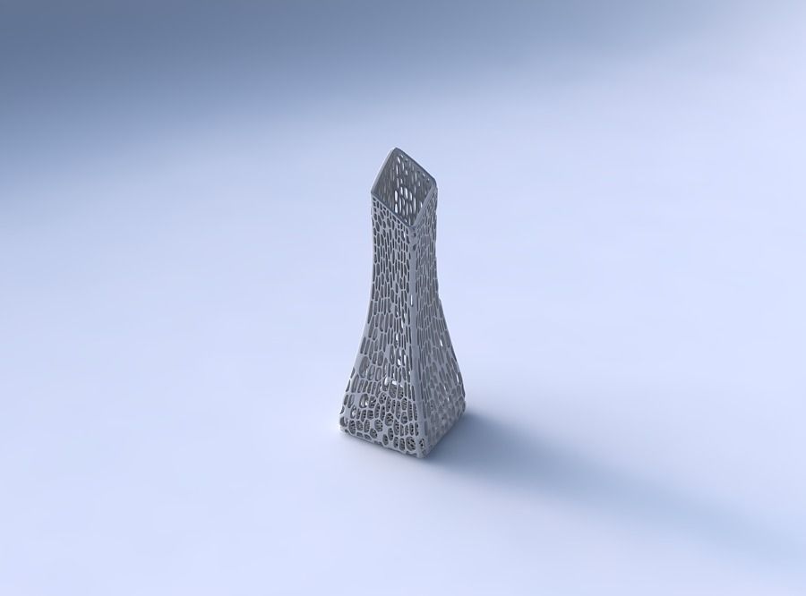 Vase squeezed and bent rectangle 2 with dense organic lattice 2 3D print model_3