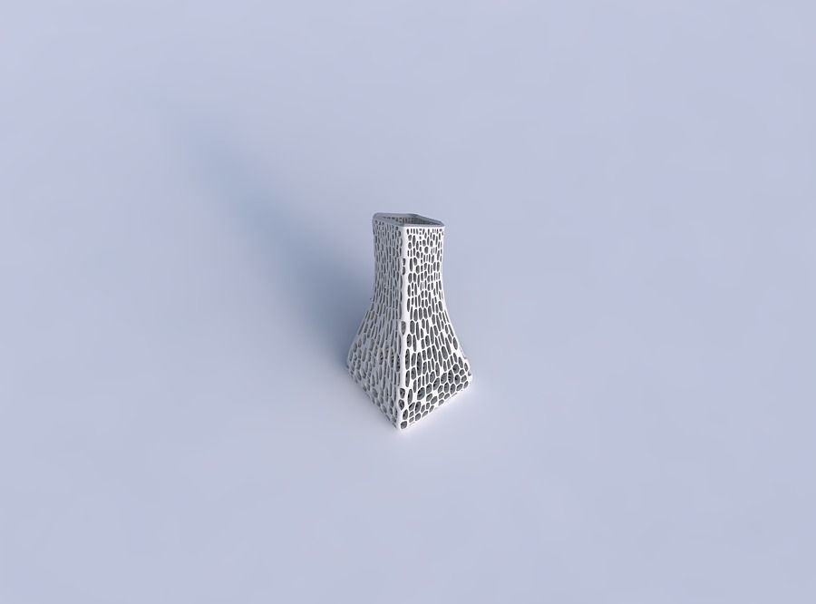 Vase squeezed and bent rectangle 2 with dense organic lattice 2 3D print model_1