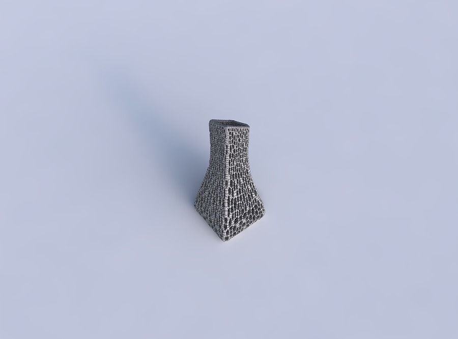 Vase squeezed and bent rectangle 2 with dense organic lattice 2 3D print model_6
