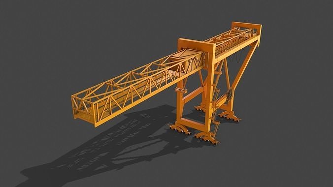 PBR Port Container Crane - Yellow  Low-poly 3D model