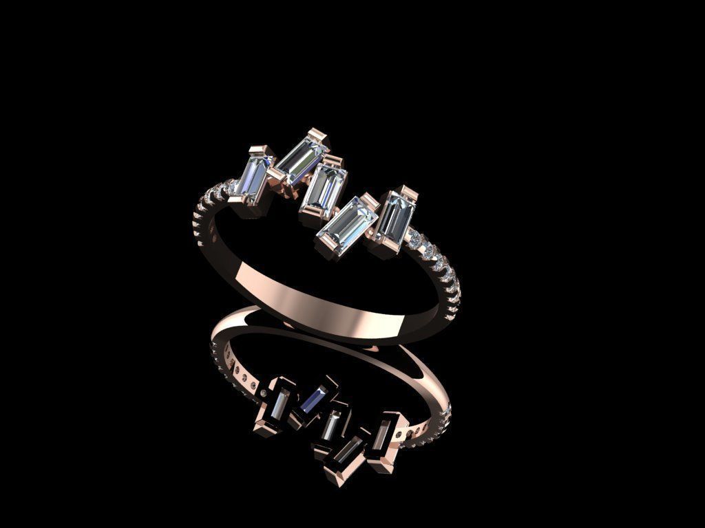 baguette ring 3D print model_2