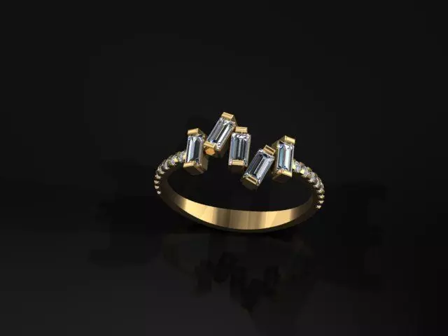 baguette ring 3D print model_0