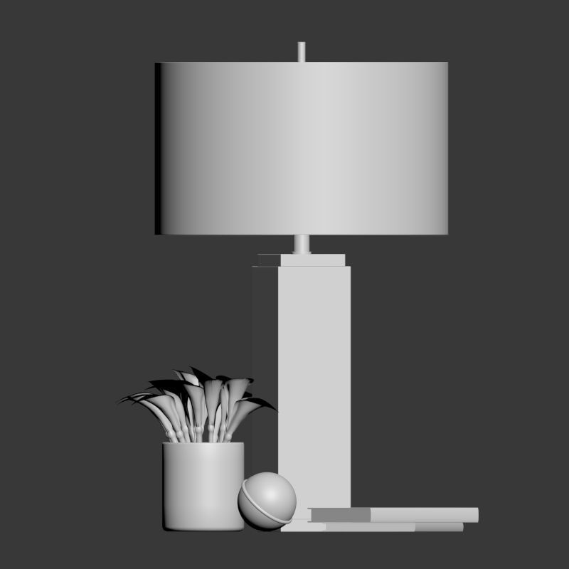 Square Column Marble Table lamp 3D model_2