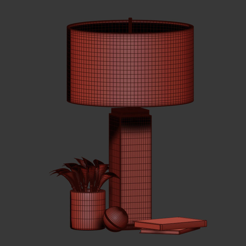 Square Column Marble Table lamp 3D model_4