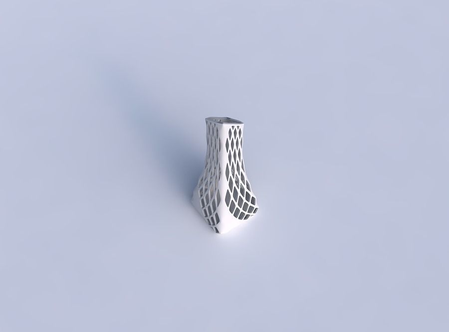 Vase squeezed and bent rectangle 2 with diagonal grid lattice 3 3D print model_1