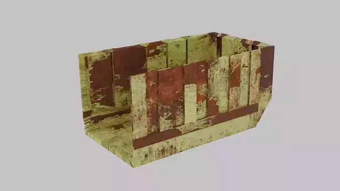Dustbin wooden box with paint Free low-poly 3D model