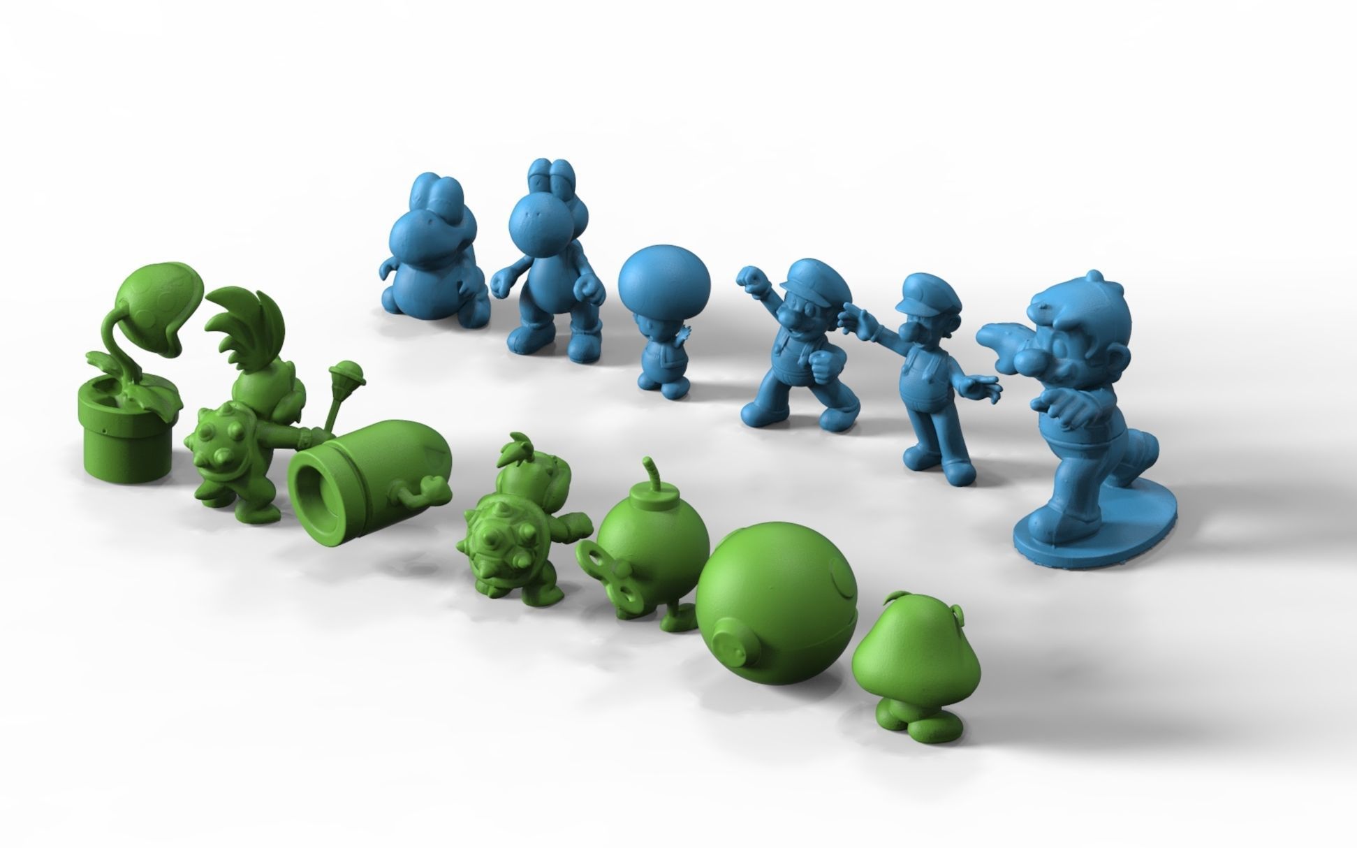 Mario Collection group of toy figurines 3D model_3